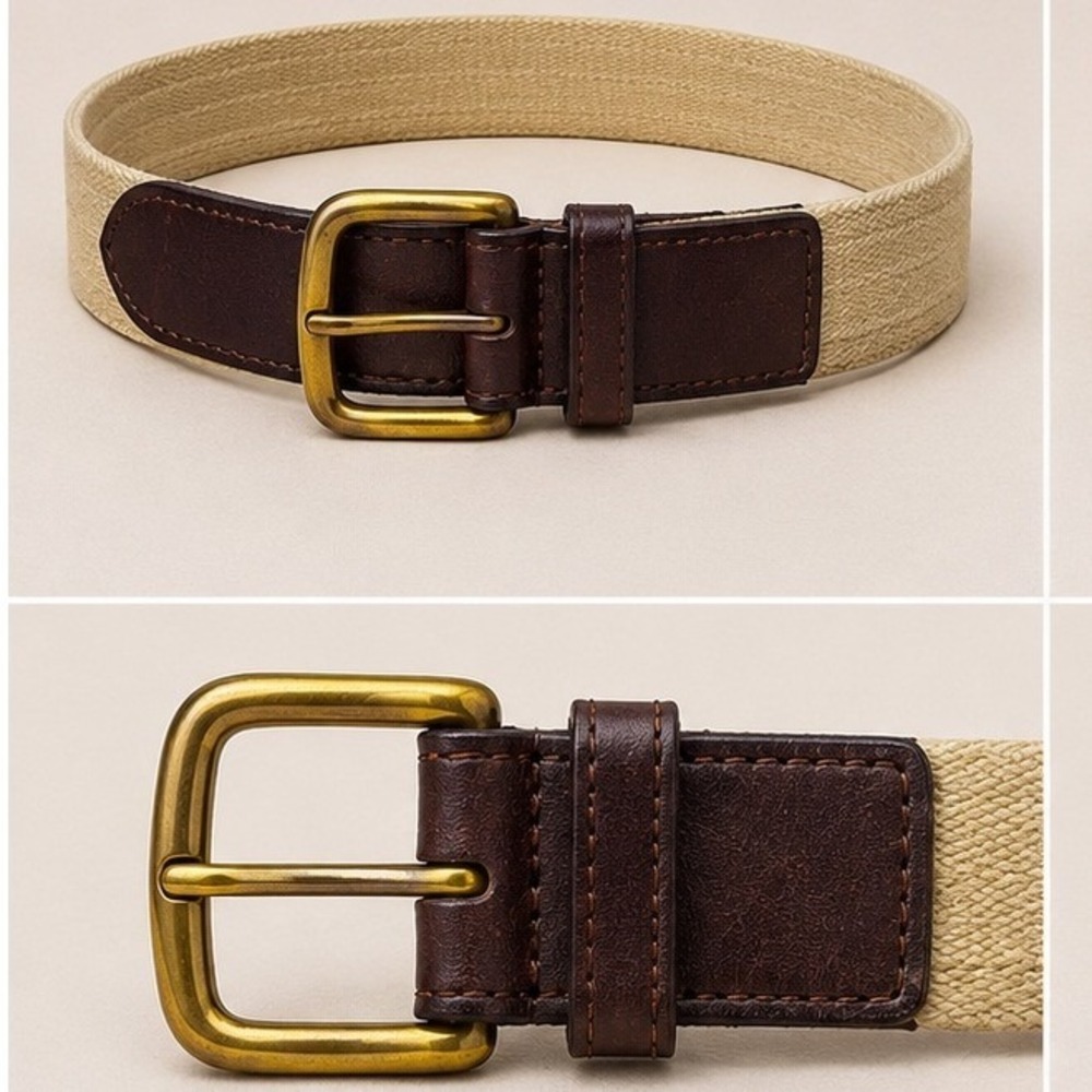 Vintage Coach 5515 Men Canvas Leather Belt Brown Tan Brass Buckle 34-36